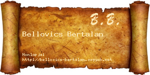 Bellovics Bertalan névjegykártya